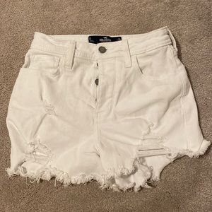 White Jean shorts, hollister, ripped, ultra high rise mom short size 0
